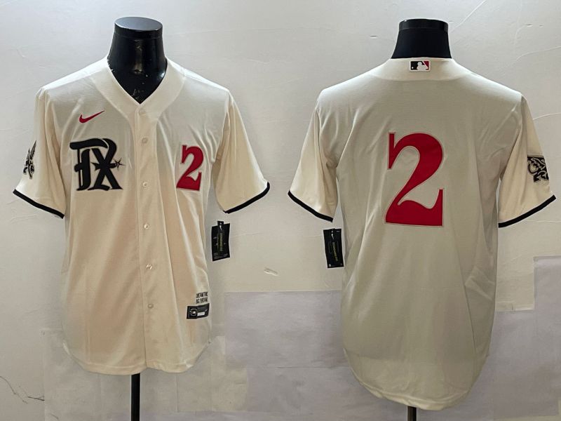 Men Texas Rangers 2 No Name Cream City Edition Game Nike 2025 MLB Jersey style 1